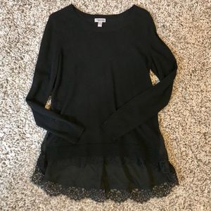 Black sweater with beautiful lace trim